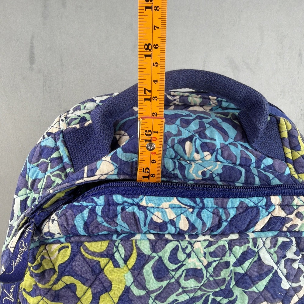 Vera Bradley Backpack Blue Green Floral Quilted Campus School Travel Bag - Picture 10 of 11